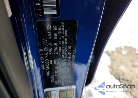 2024 Kia Forte Lx z USA, uszkodzony, nr VIN 3KPF24AD4RE804318